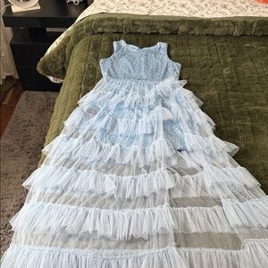 Rare Editions Light Blue Layered Tulle Dress